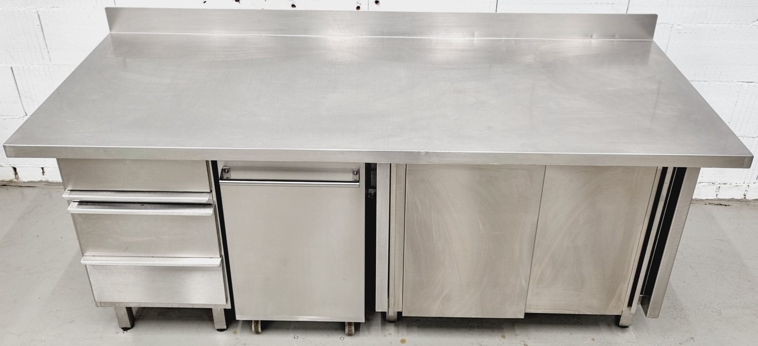 Arbeitstisch AT 2000 mit Edelstahlplatte und Schubladen
